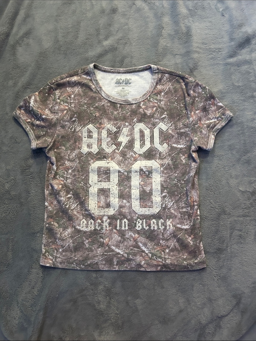 AC/DC Brown Camouflage 80 'Back in Black' Graphic Tee